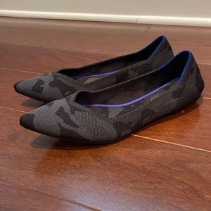 Rothy’s THE POINT pointed toe RETIRED camouflage grey black womens 10 flats